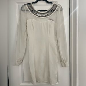 White long sleeve mini dress - bodycon